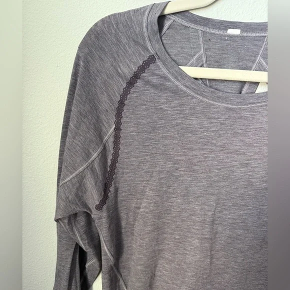 Lululemon Athletica Stop Drop & Squat Long Sleeve Top Heathered Black Currant - Picture 4 of 8